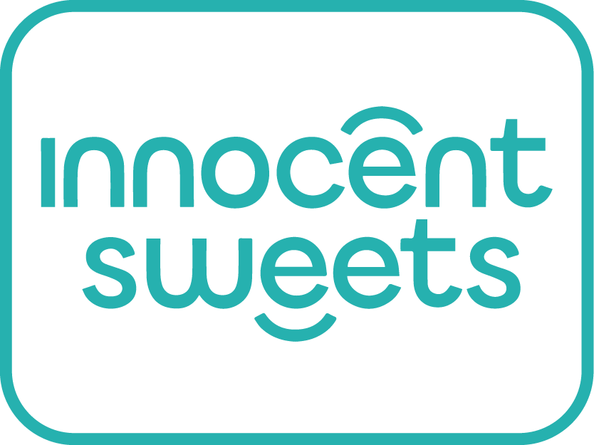 Logo of 'innocent sweets' with teal text on a white background