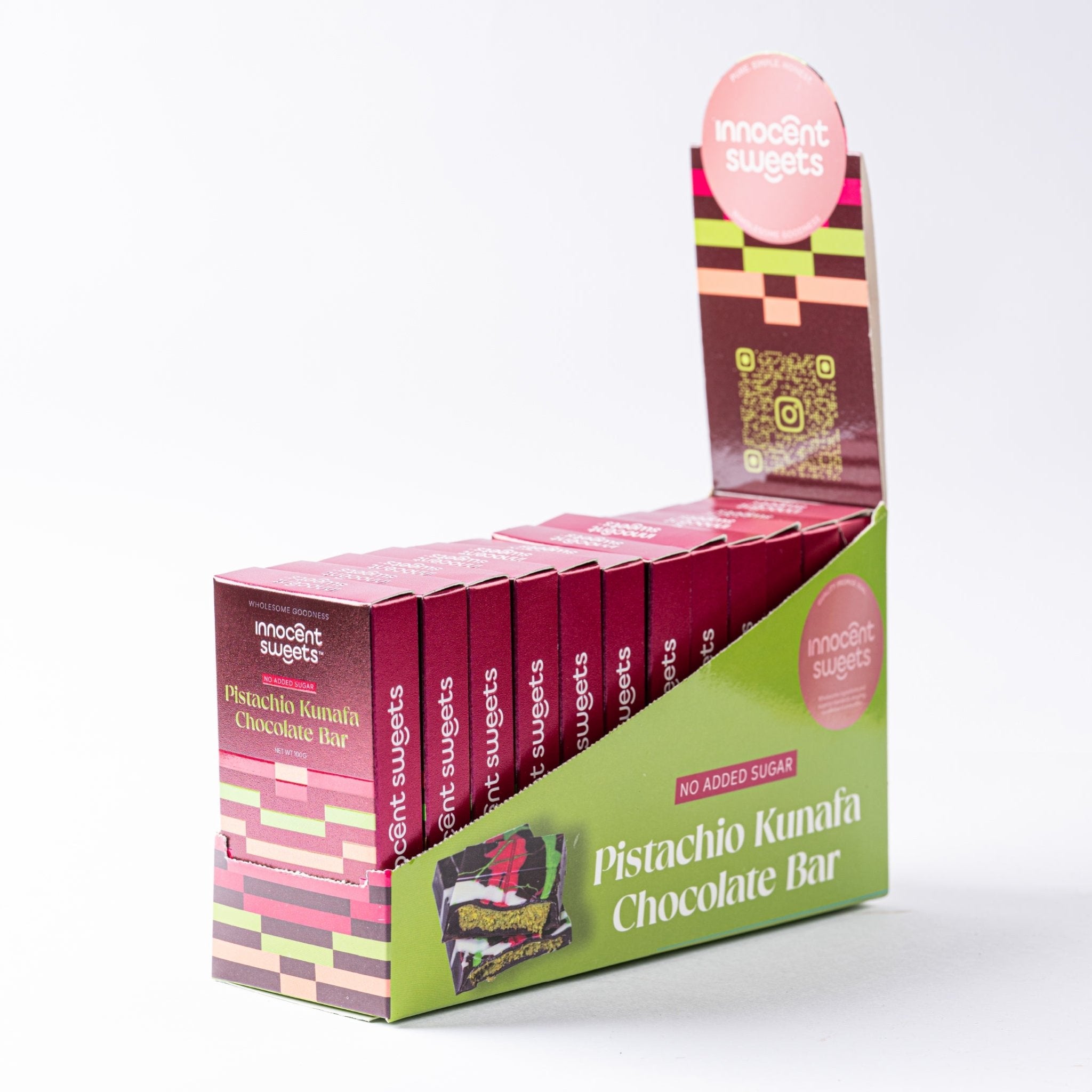 Pistachio Kunafa Chocolate Bar - No - Added Sugar - 100g by Innocent Sweets