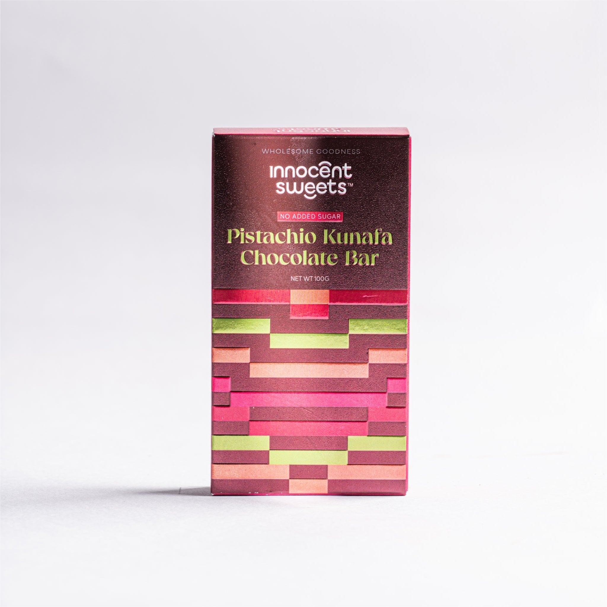 Pistachio Kunafa Chocolate Bar - No - Added Sugar - 100g by Innocent Sweets