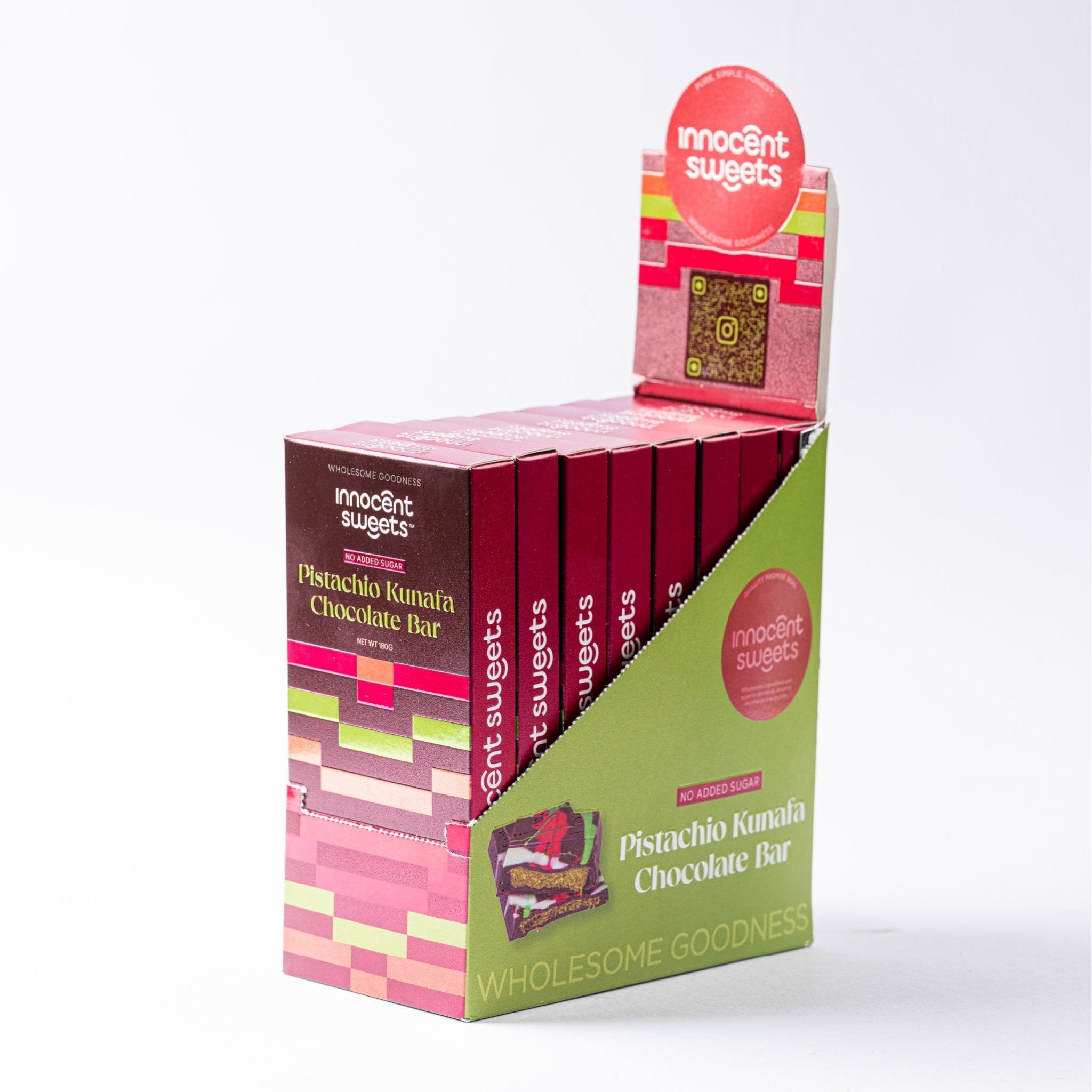 Pistachio Kunafa Chocolate Bar - No - Added Sugar - 180g by Innocent Sweets